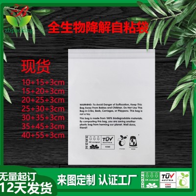 磨砂半透明PLA袋子现货 可降解饰品服装包装袋 全生物降 解自粘袋